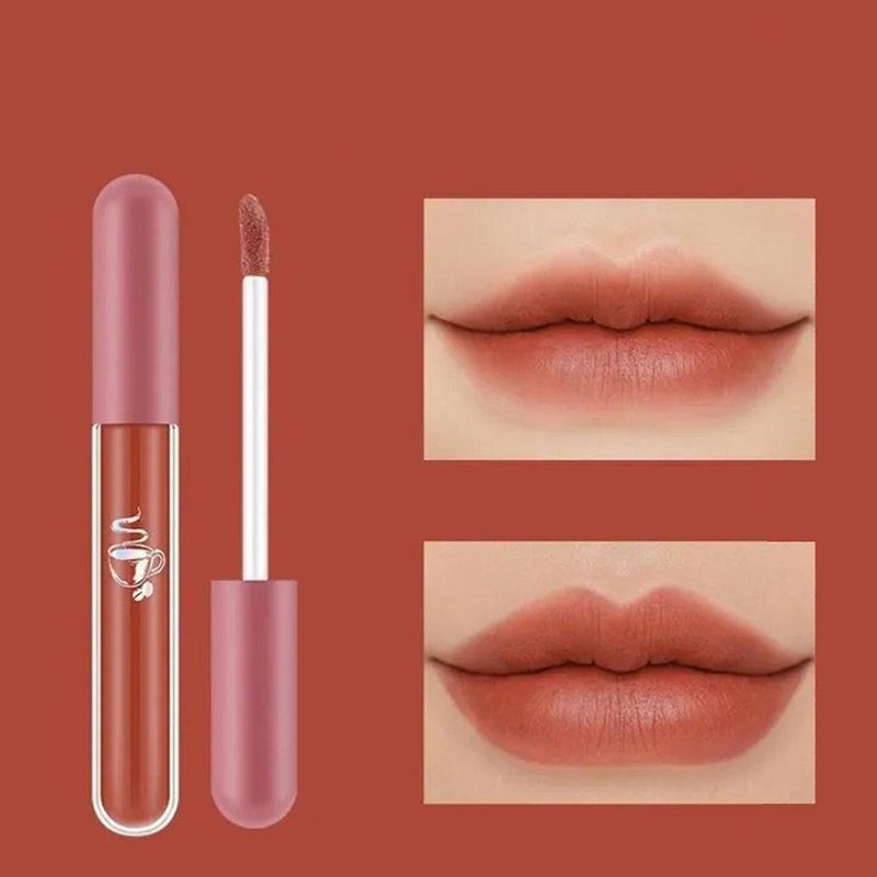 Lameila Silky Matte Glass Lip Gloss Moisturizing Lip Tint Lip Stain in Mauve Color - Stage Makeup Lipstick for Female Students